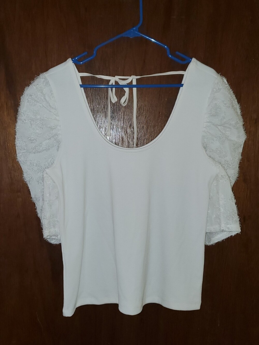 Maurices White Puff Sleeve Scoop Neck Top Sz Large